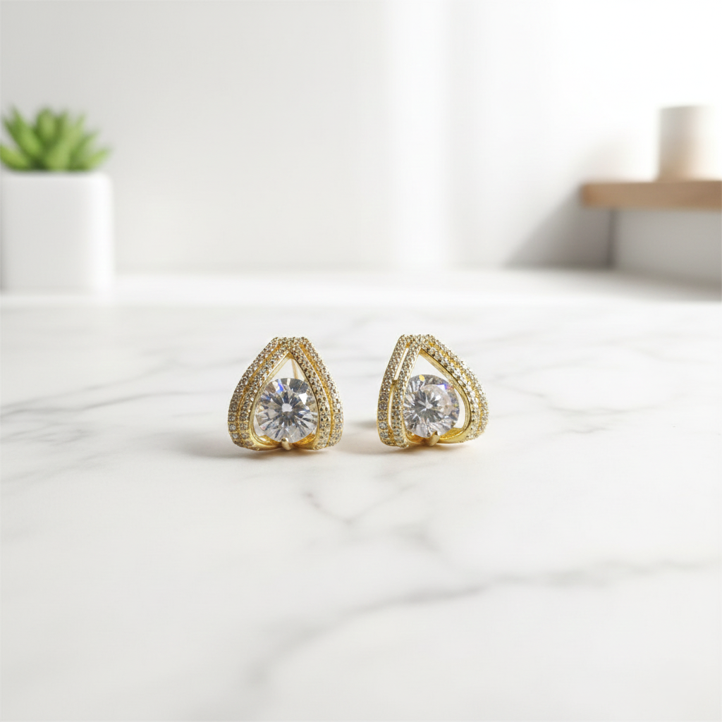 Classic Solitaire Earrrings - Gold